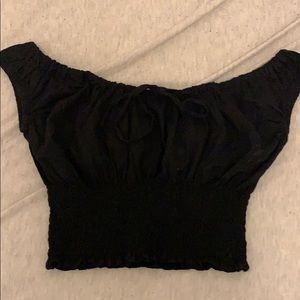 Black cinch waist vintage inspired crop top
